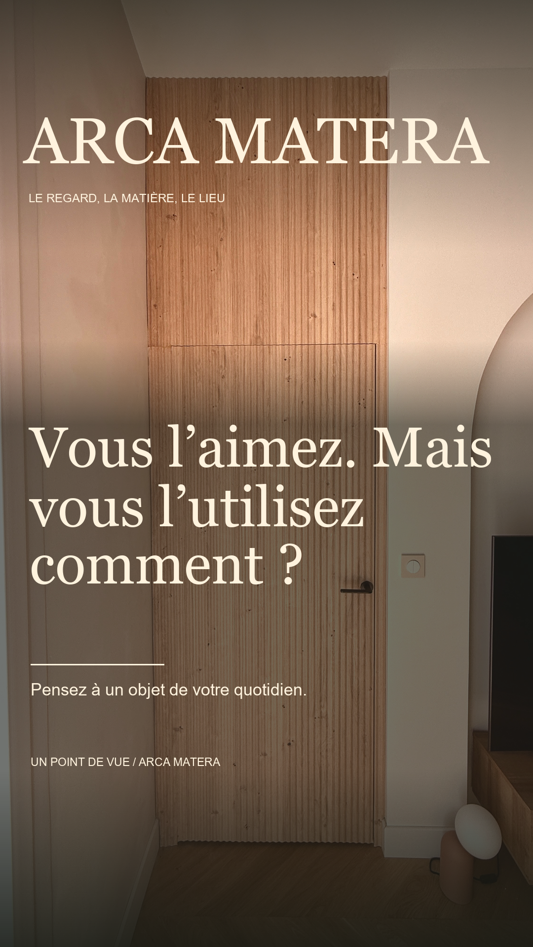 Quatre écrans : accroche, problème, résolution et passage à l’action. Réalisations fournies par ARCA MATERA.